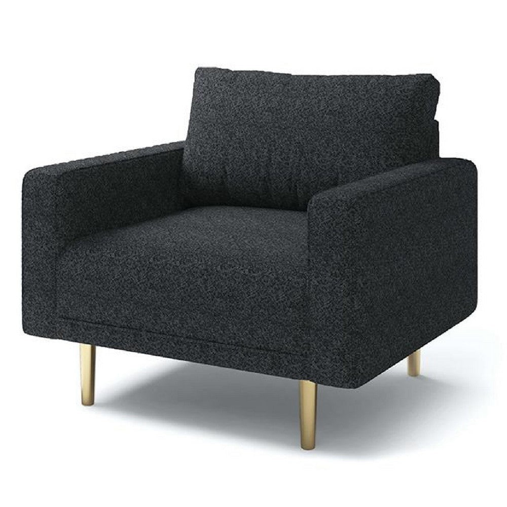 Remy Accent Sofa Chair | Black Boucle Seat with Metallic Undertone Gold Legs BM339216