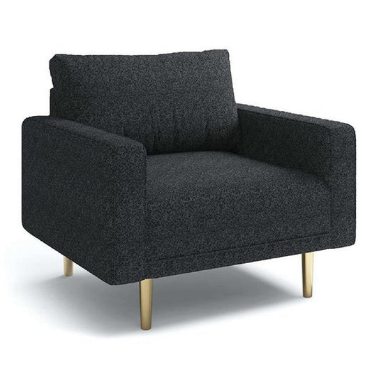 Remy Accent Sofa Chair | Black Boucle Seat with Metallic Undertone, Gold Legs