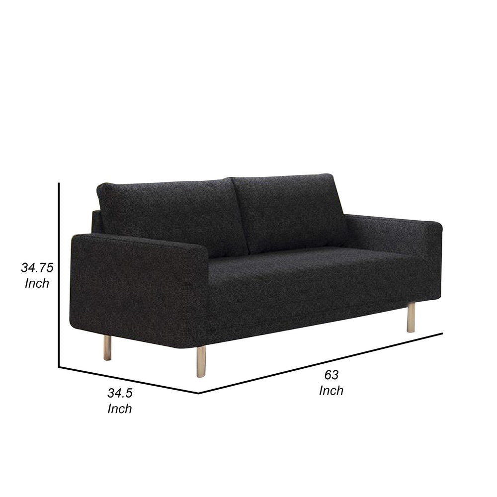 Remy Loveseat | Black Boucle | Bench-Style Seating | Gold Legs | 63’’ BM339217