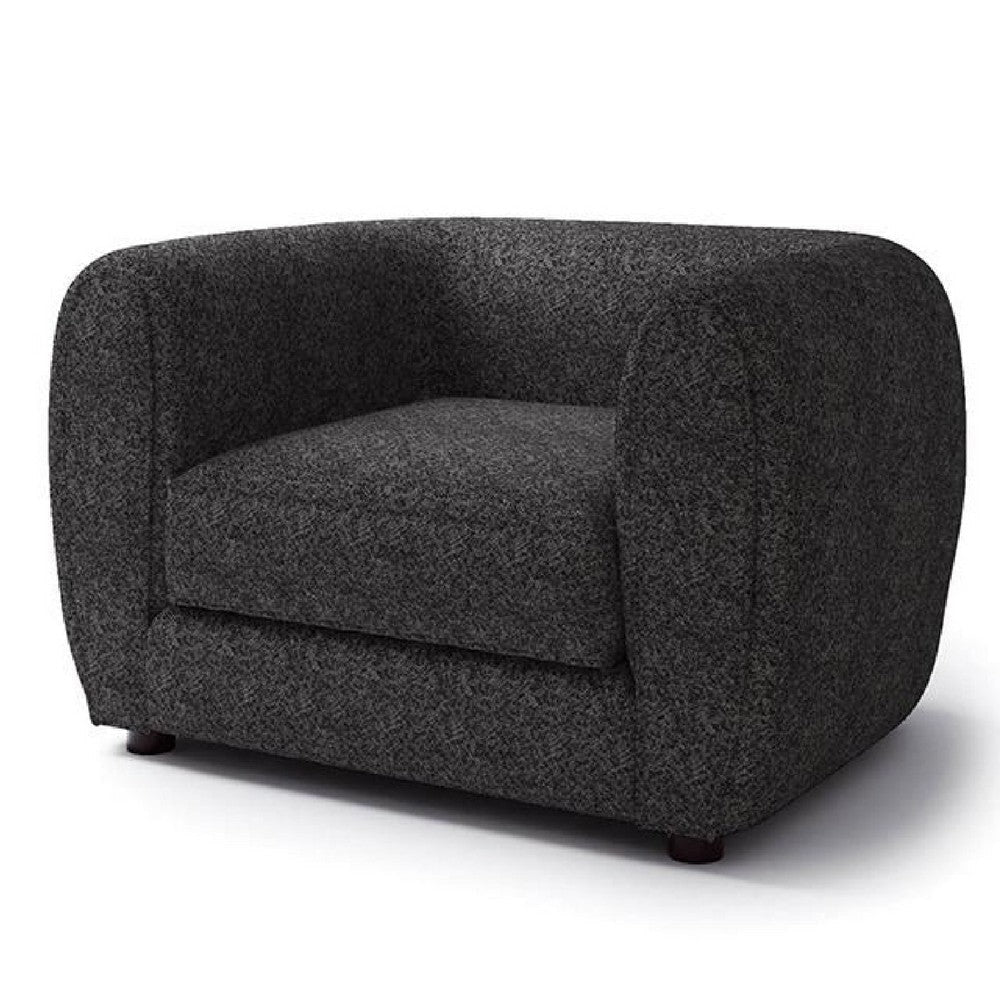 Dly Sofa Chair | Black Boucle | Wood Frame Tuxedo-Inspired Design BM339221