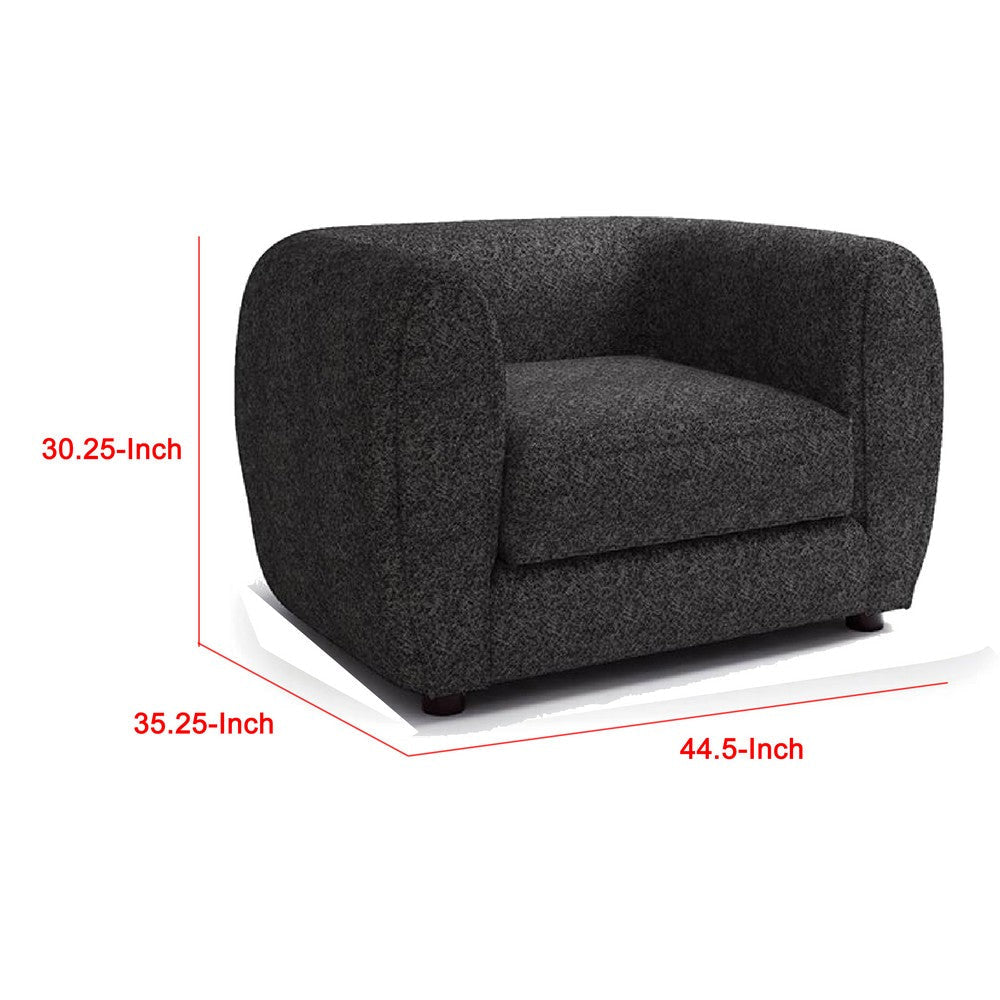 Dly Sofa Chair | Black Boucle | Wood Frame Tuxedo-Inspired Design BM339221