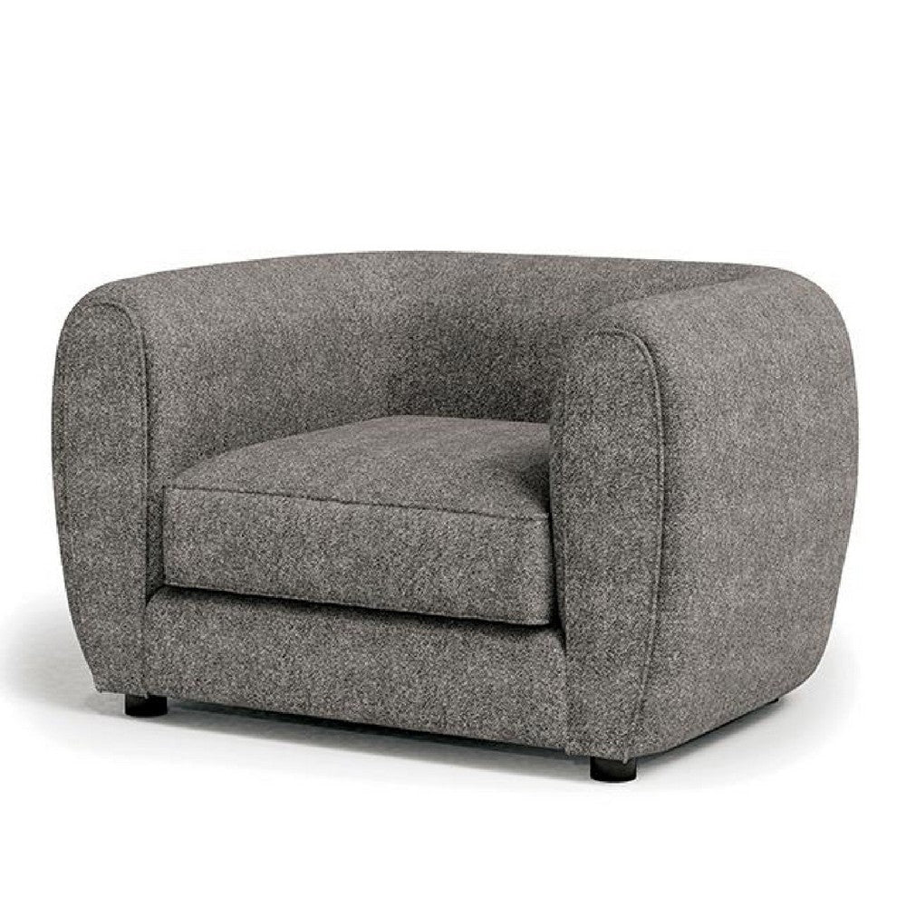 Dly Sofa Chair | Charcoal Gray Boucle | Black Wood | Tuxedo-Inspired Design BM339222