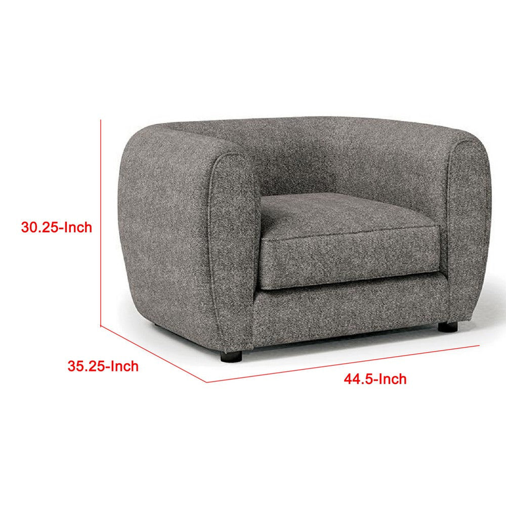 Dly Sofa Chair | Charcoal Gray Boucle | Black Wood | Tuxedo-Inspired Design BM339222