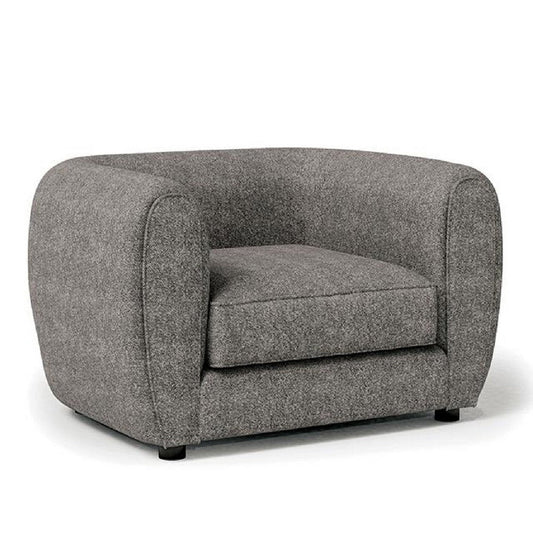 Dly Sofa Chair | Charcoal Gray Boucle | Black Wood | Tuxedo-Inspired Design