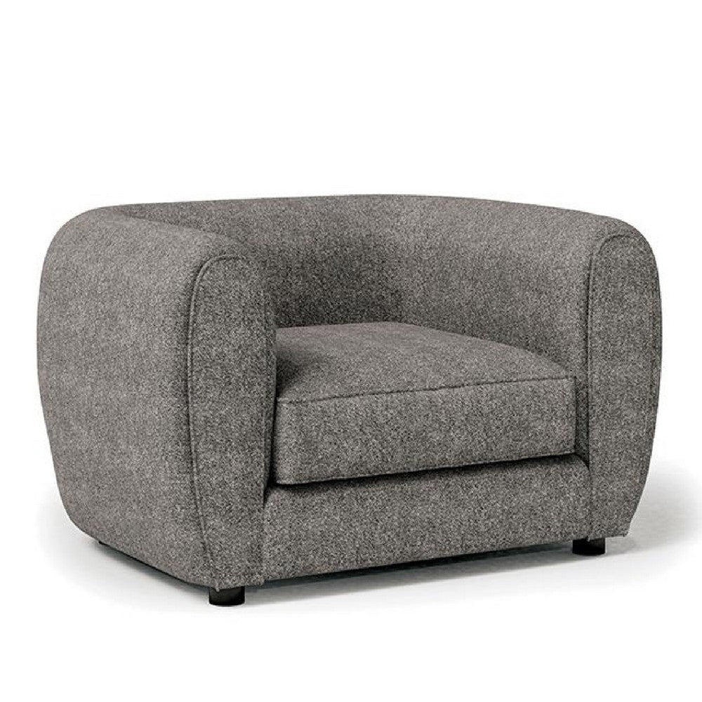 Dly Sofa Chair | Charcoal Gray Boucle | Black Wood | Tuxedo-Inspired Design