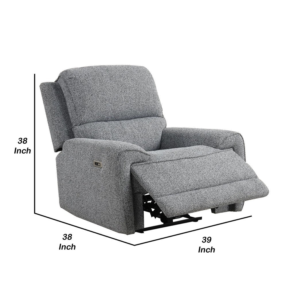 Cote Power Recliner Chair | Gray Boucle | Pillow Top Arms | Solid Wood BM339223
