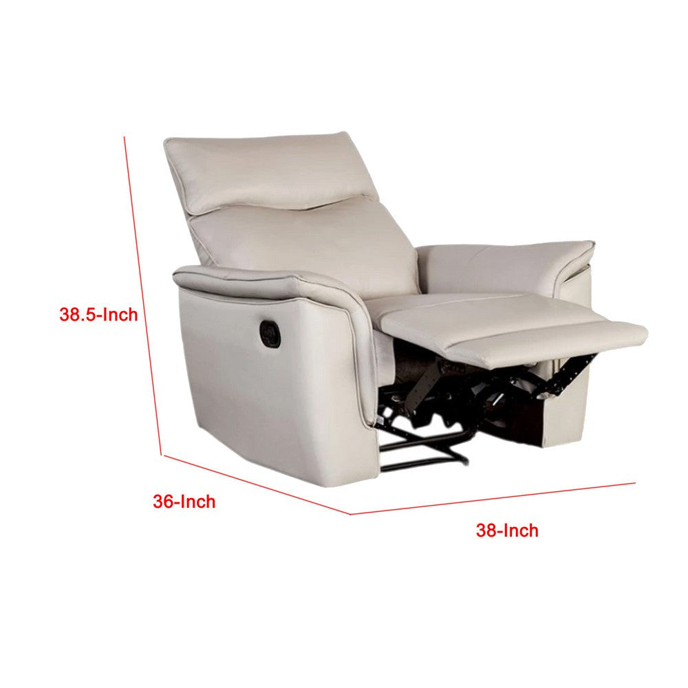 Lenne Manual Recliner Chair | Taupe Leather Match | Padded Arms BM339224
