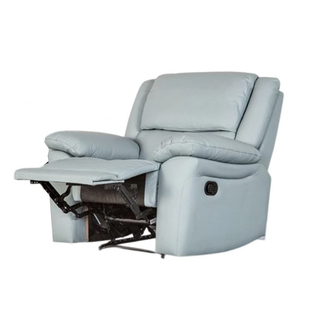 Larus Manual Recliner Chair | Powder Blue Leather Match | Pillow Arms BM339225