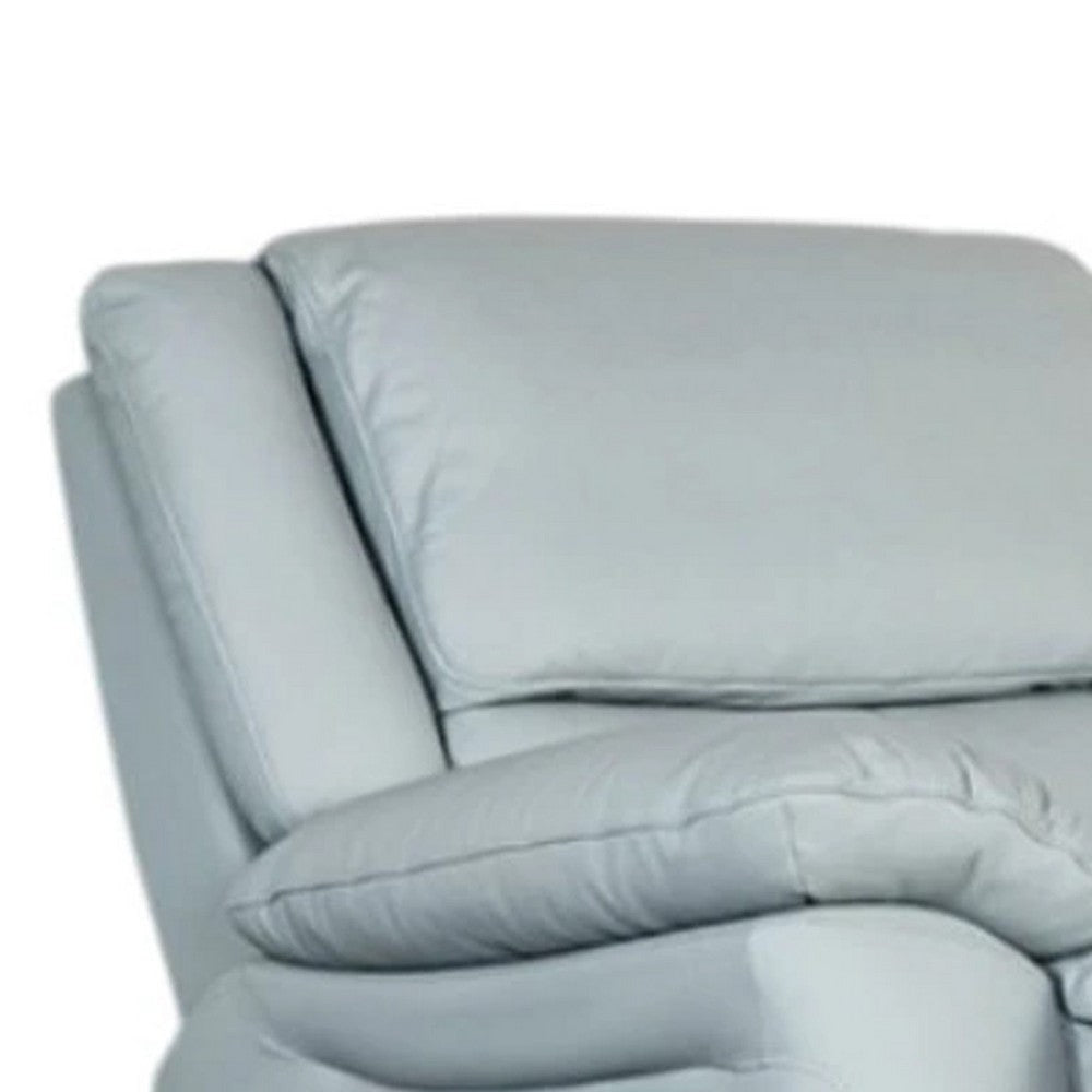 Larus Manual Recliner Chair | Powder Blue Leather Match | Pillow Arms BM339225