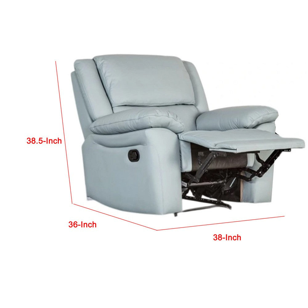 Larus Manual Recliner Chair | Powder Blue Leather Match | Pillow Arms BM339225