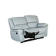 Larus Manual Loveseat | Powder Blue Leather Match | Pillow Top Arms | 60"