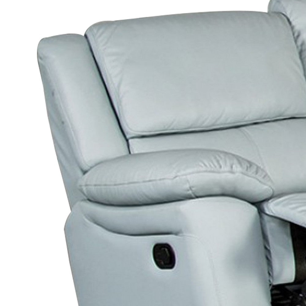 Larus Manual Loveseat | Powder Blue Leather Match | Pillow Top Arms | 60’’ BM339226