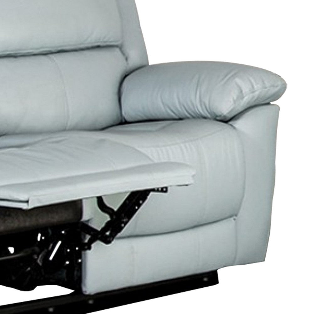 Larus Manual Loveseat | Powder Blue Leather Match | Pillow Top Arms | 60’’ BM339226