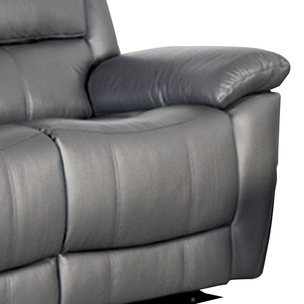 Larus Manual Loveseat | Dark Gray Leather Match | Pillow Top Arms | 60’’ BM339227