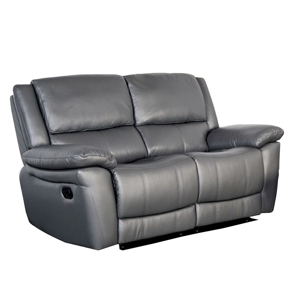 Larus Manual Loveseat | Dark Gray Leather Match | Pillow Top Arms | 60"