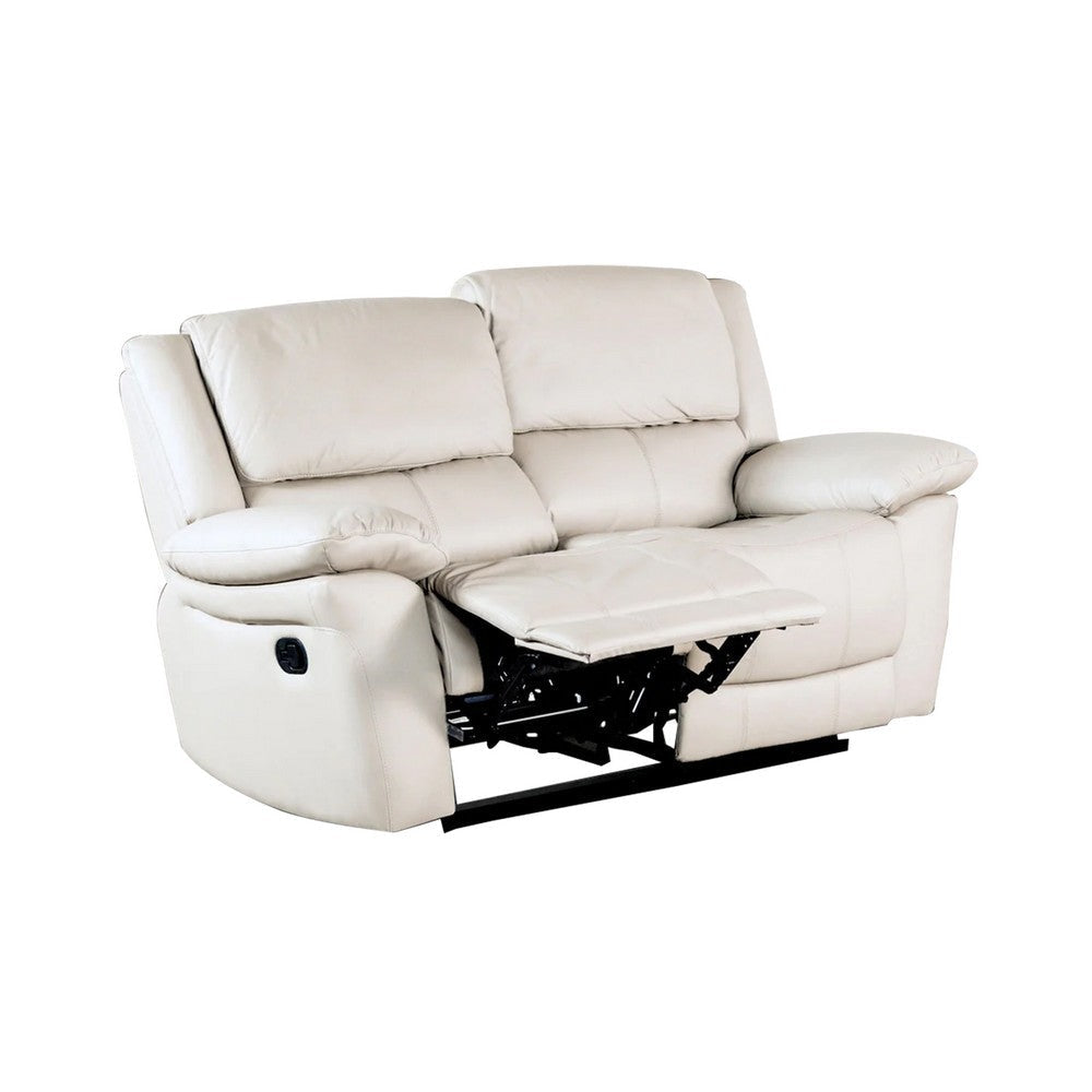 Buy Manual Loveseat 60 Inch Off White Leather Match – Casagear
