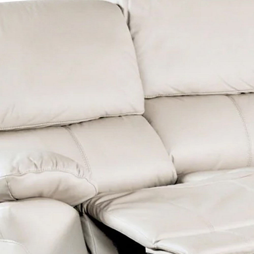 Larus Manual Loveseat | Off-White Leather Match | Pillow Top Arms | 60’’ BM339228