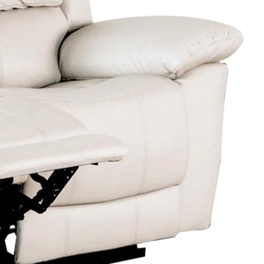 Larus Manual Loveseat | Off-White Leather Match | Pillow Top Arms | 60’’ BM339228