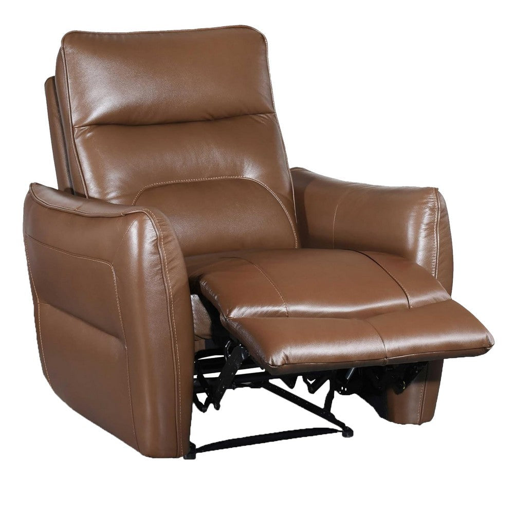 Teren Power Recliner Chair | Rich Caramel Brown Leather Match | Foam