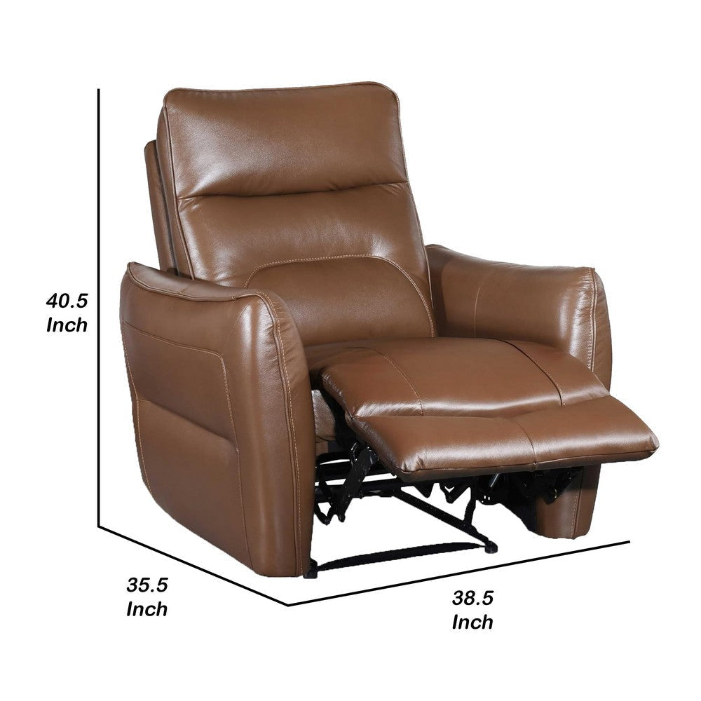 Teren Power Recliner Chair | Rich Caramel Brown Leather Match | Foam BM339229