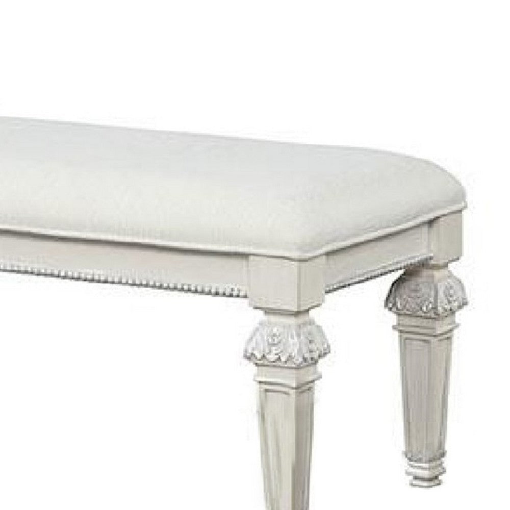 Miamy Bench | Cream White Wood Frame | Textured Fabric | 55’’ BM339233