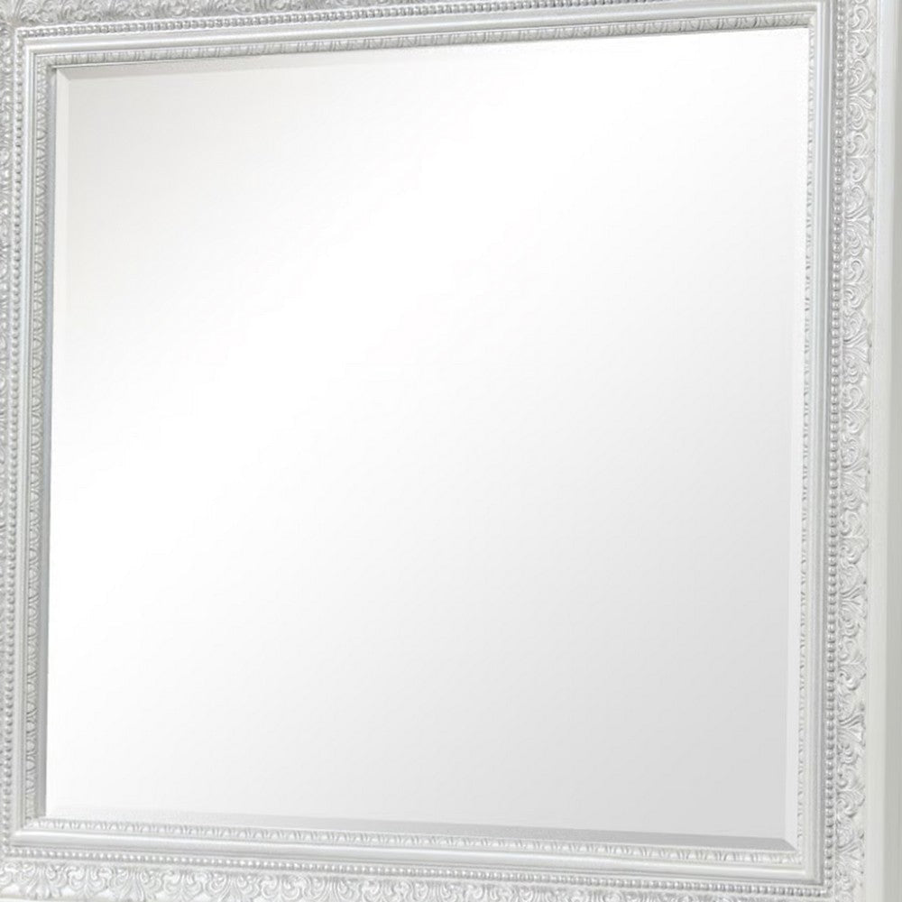 Miamy Dresser Mirror | 44’’ Cream White Wood Frame | Bevelled Edge BM339234