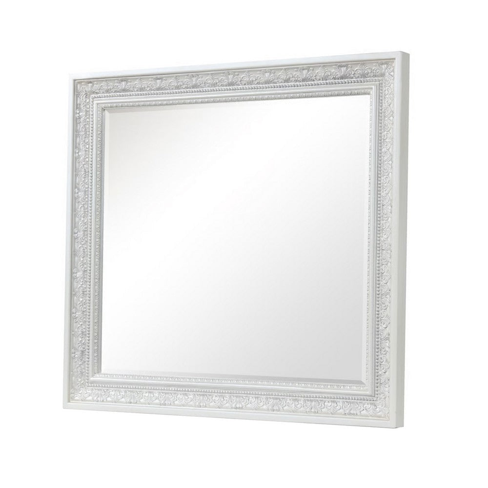 Miamy Dresser Mirror | 44’’ Cream White Wood Frame | Bevelled Edge BM339234