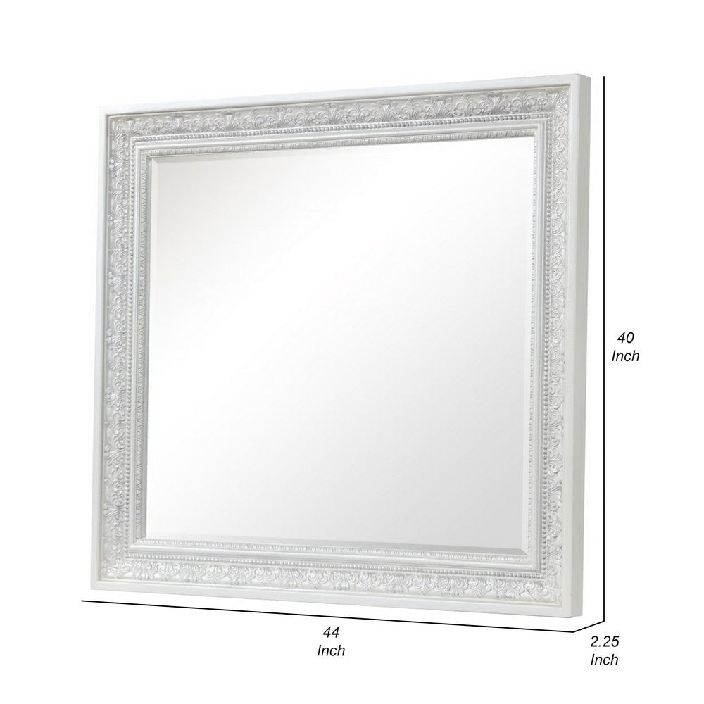 Miamy Dresser Mirror | 44’’ Cream White Wood Frame | Bevelled Edge BM339234
