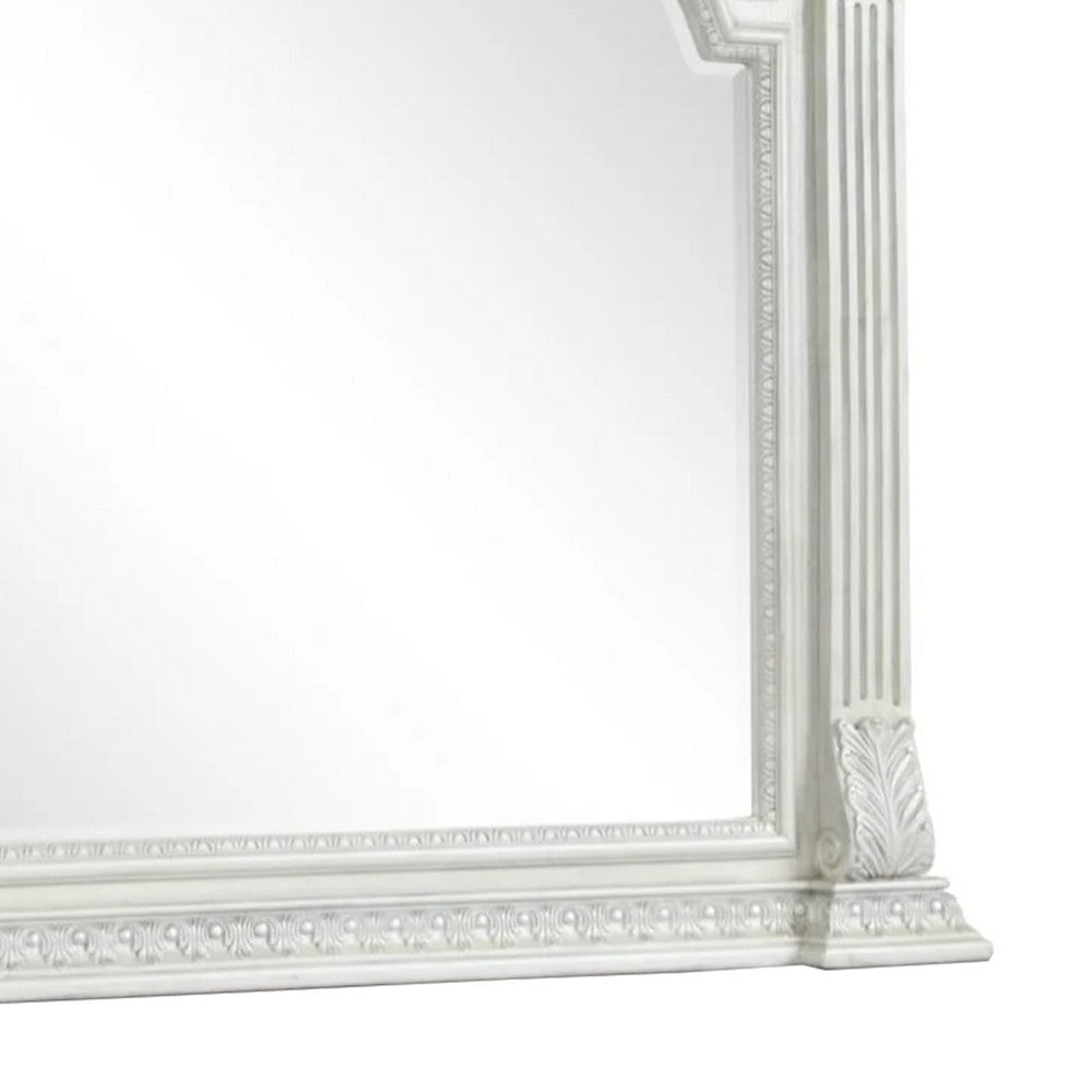 Naddy Beveled Dresser Mirror | Wire Brushed White Wood | 48’’ BM339236