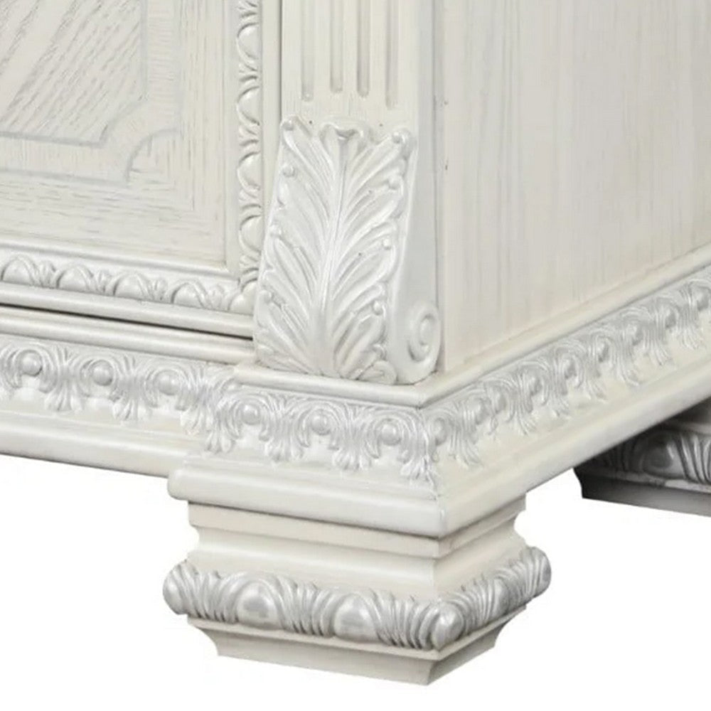 Naddy Nightstand | 2 Drawers | USB | Wire Brushed White Wood | 30’’ BM339237