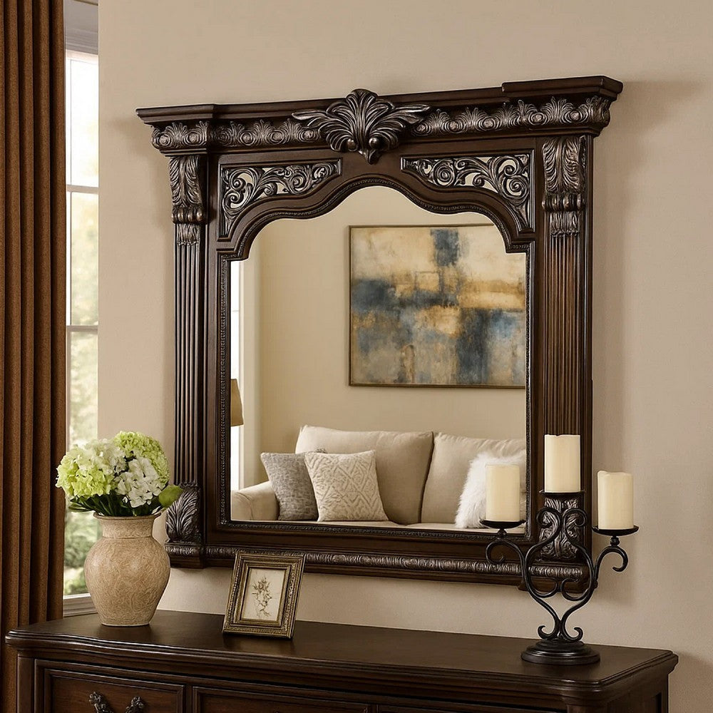 Naddy Dresser Mirror | Espresso Brown Wood | Beveled | 48’’ BM339238