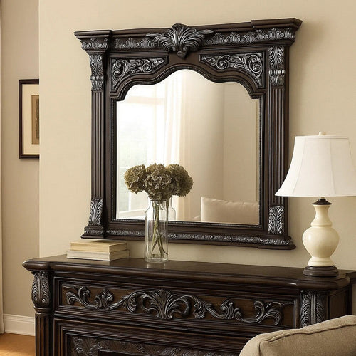 Naddy Dresser Mirror | Espresso Brown Wood | Beveled | 48"