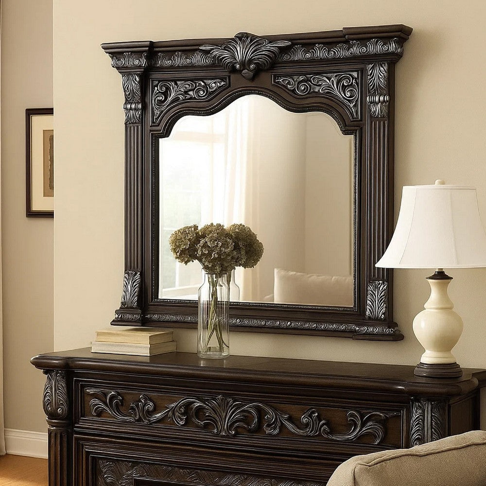 Naddy Dresser Mirror | Espresso Brown Wood | Beveled | 48"