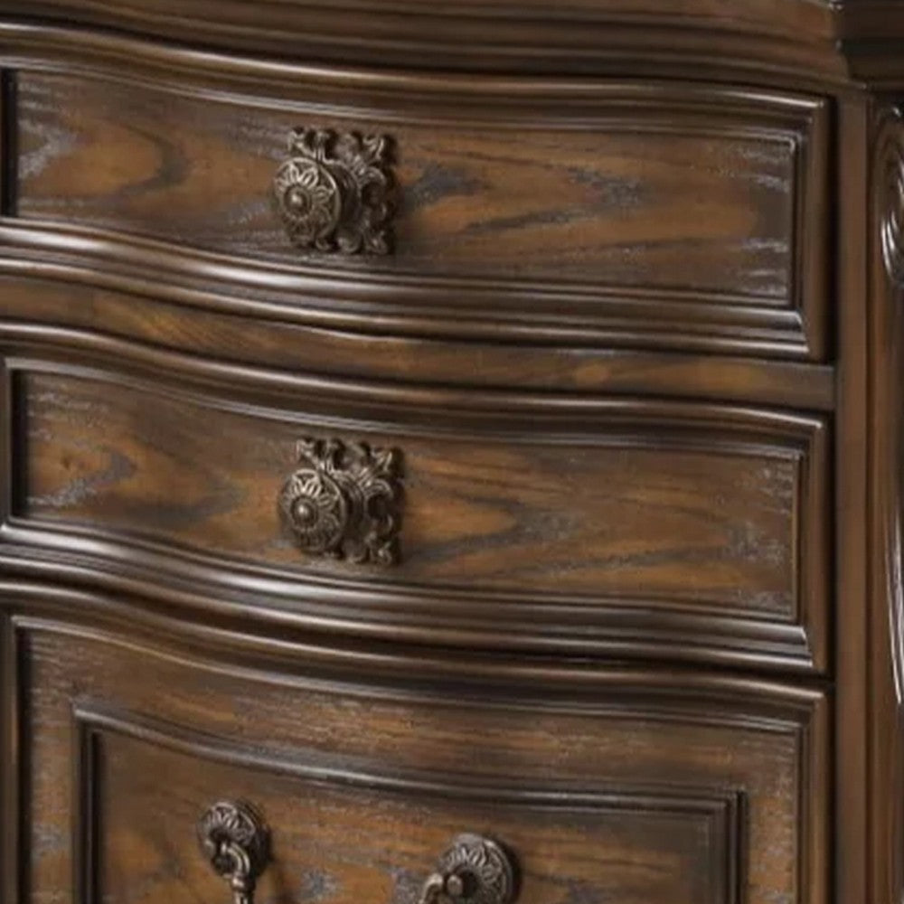 Leova Nightstand | 2 Drawers | USB A-C | 31’’ Dark Brown Wood BM339241