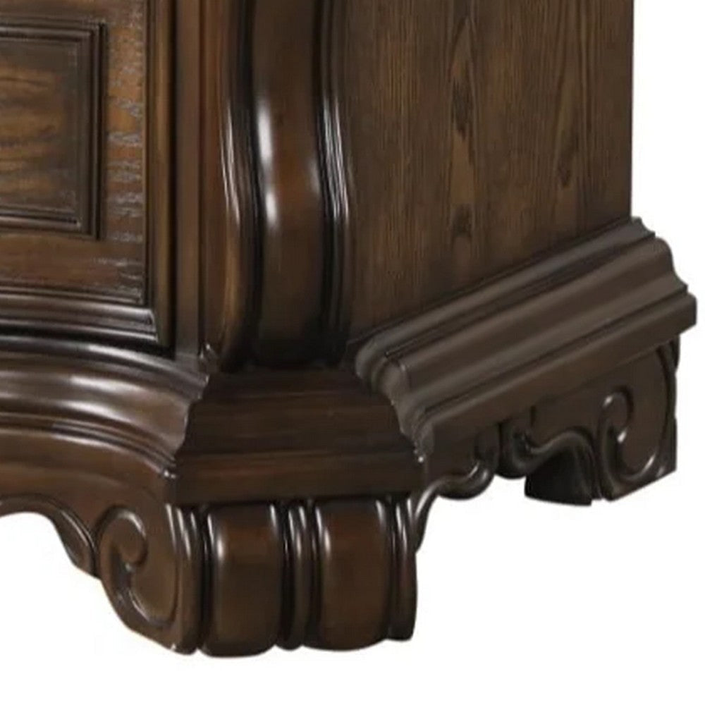 Leova Nightstand | 2 Drawers | USB A-C | 31’’ Dark Brown Wood BM339241