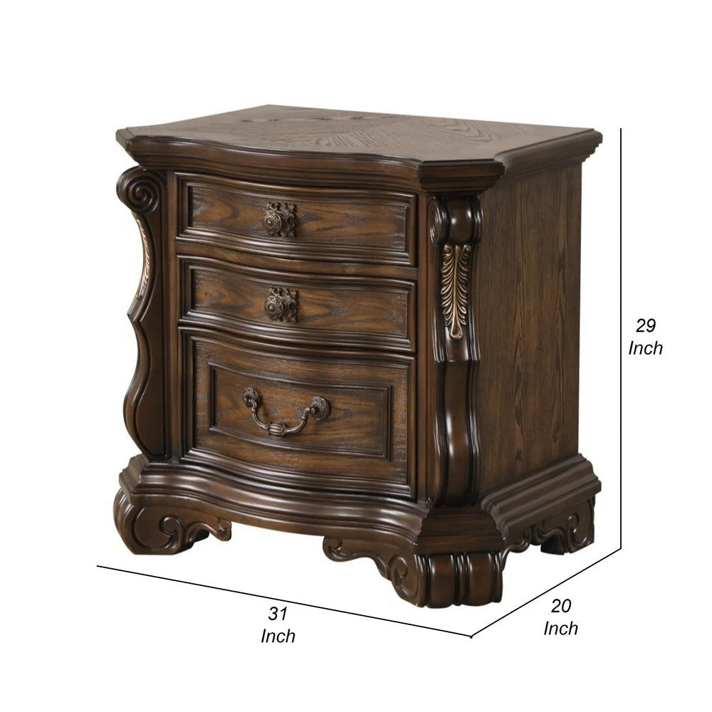 Leova Nightstand | 2 Drawers | USB A-C | 31’’ Dark Brown Wood BM339241