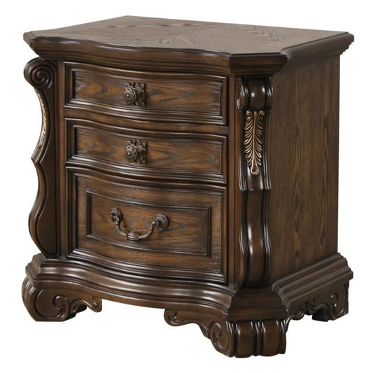 Leova Nightstand | 2 Drawers | USB A-C | 31" Dark Brown Wood