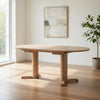 Hiny Dining Table | Pedestal Base | Extendable 60-78" White Wood Top
