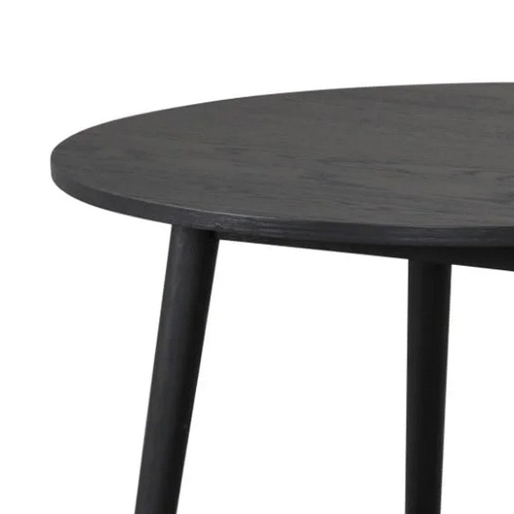Yely Round Dining Table | Shaker-Style Legs | Black Rubberwood | 42’’ BM339248