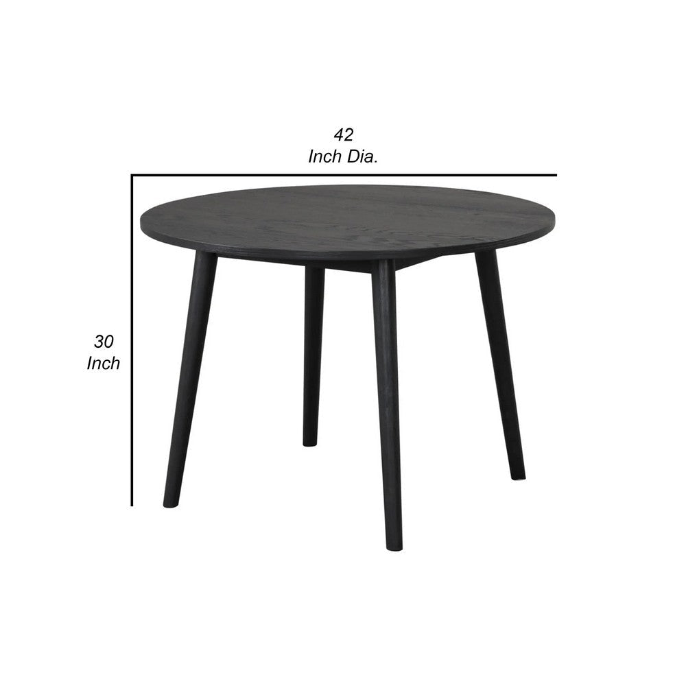 Yely Round Dining Table | Shaker-Style Legs | Black Rubberwood | 42’’ BM339248