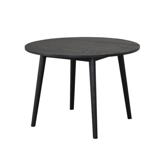 Yely Round Dining Table | Shaker-Style Legs | Black Rubberwood | 42"