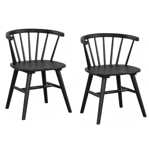 Yely Side Dining Chair Set of 2 | Spindle Back | Shaker Legs | Black Rubberwood
