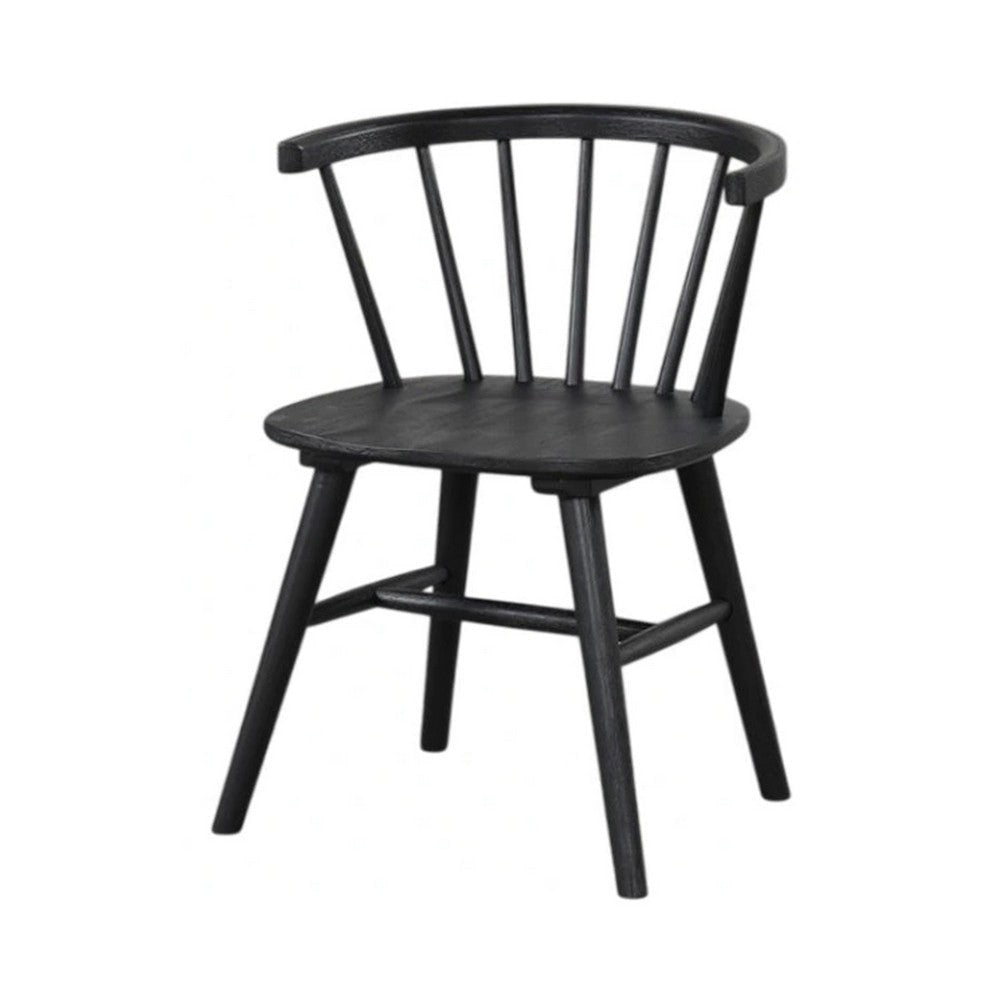 Yely Side Dining Chair Set of 2 | Spindle Back | Shaker Legs | Black Rubberwood
