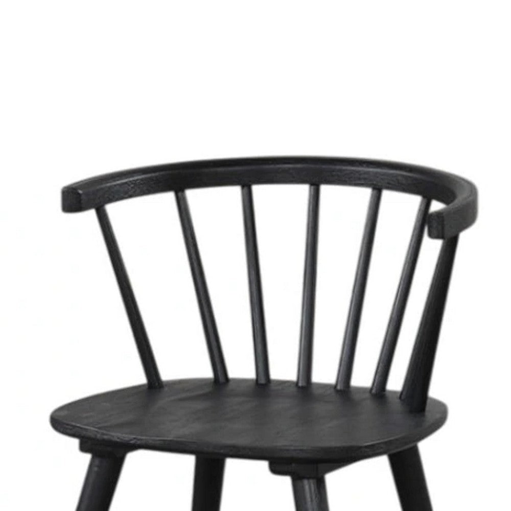Yely Side Dining Chair Set of 2 | Spindle Back | Shaker Legs | Black Rubberwood