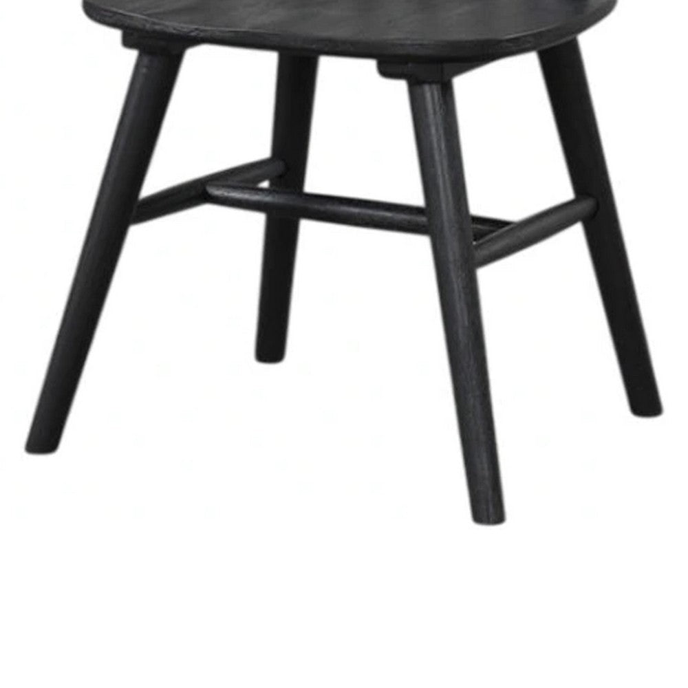 Yely Side Dining Chair Set of 2 | Spindle Back | Shaker Legs | Black Rubberwood