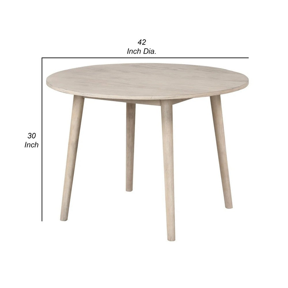 Yely Round Dining Table | Shaker-Style Legs | Natural Oak Rubberwood | 42’’ BM339250