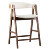 Ebik Counter Stool Chair Set of 2 | Walnut Brown Wood | Beige Boucle BM339252