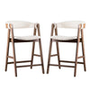 Ebik Counter Stool Chair Set of 2 | Walnut Brown Wood | Beige Boucle