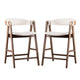 Ebik Counter Stool Chair Set of 2 | Walnut Brown Wood | Beige Boucle