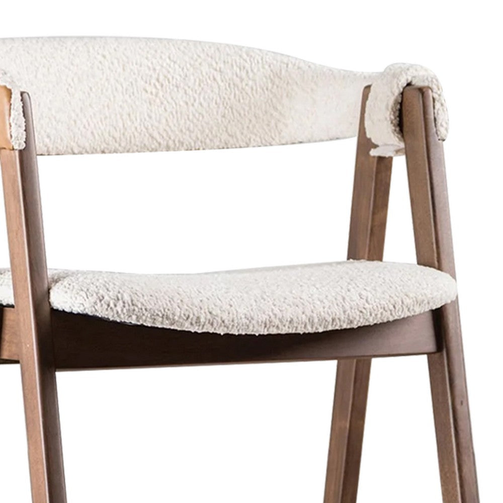 Ebik Counter Stool Chair Set of 2 | Walnut Brown Wood | Beige Boucle BM339252